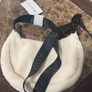 Athleta Black and Cream Sherpa Shoulder Bag